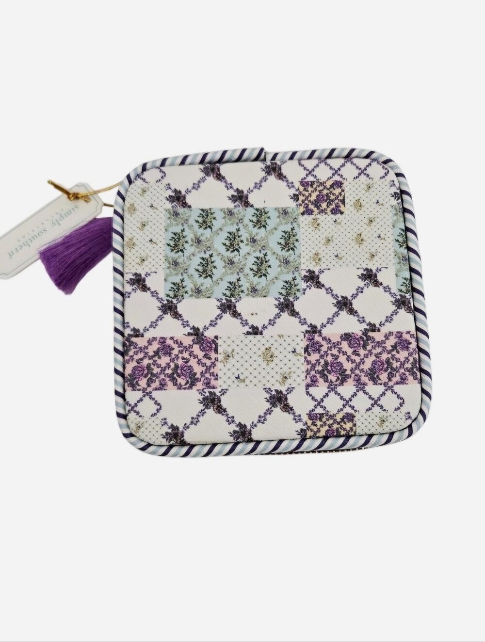 Simply Southern Quilted Pattern Jewelry Box purple & multicolor NEW